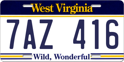 WV license plate 7AZ416