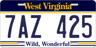 WV license plate 7AZ425