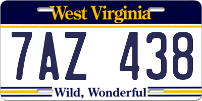 WV license plate 7AZ438