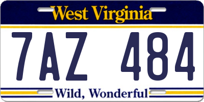 WV license plate 7AZ484
