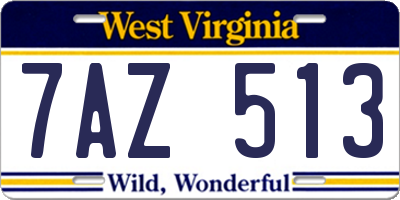 WV license plate 7AZ513