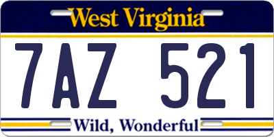 WV license plate 7AZ521