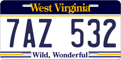 WV license plate 7AZ532
