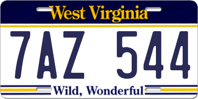 WV license plate 7AZ544