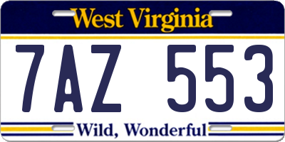 WV license plate 7AZ553