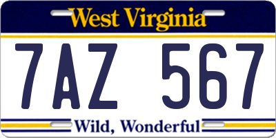 WV license plate 7AZ567