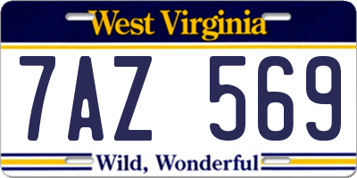 WV license plate 7AZ569