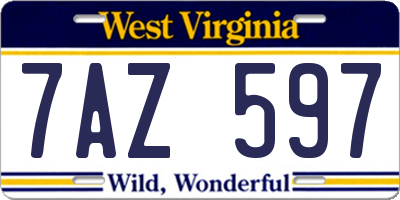 WV license plate 7AZ597
