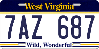 WV license plate 7AZ687