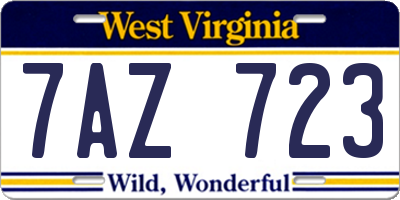 WV license plate 7AZ723