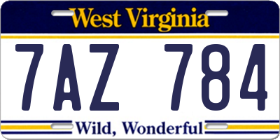 WV license plate 7AZ784