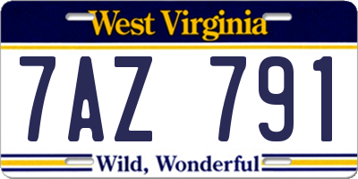 WV license plate 7AZ791