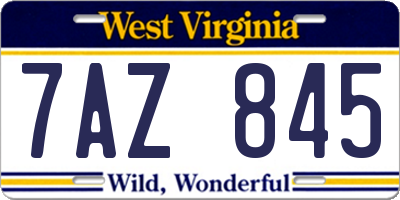 WV license plate 7AZ845