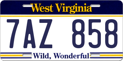 WV license plate 7AZ858