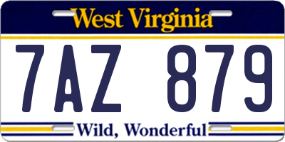 WV license plate 7AZ879