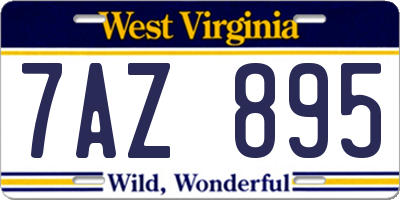WV license plate 7AZ895