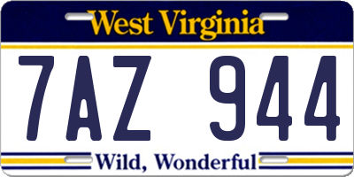 WV license plate 7AZ944
