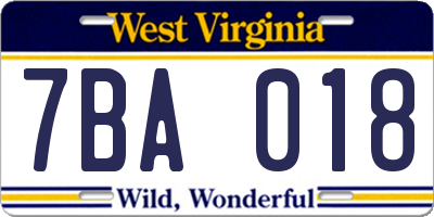 WV license plate 7BA018