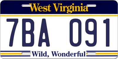 WV license plate 7BA091