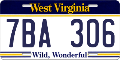 WV license plate 7BA306