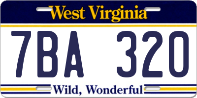 WV license plate 7BA320