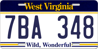 WV license plate 7BA348