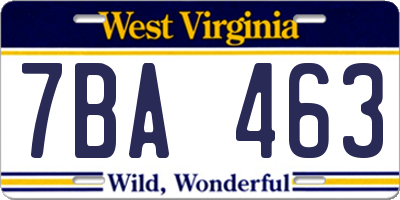 WV license plate 7BA463