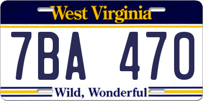 WV license plate 7BA470