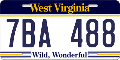 WV license plate 7BA488