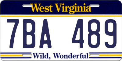 WV license plate 7BA489