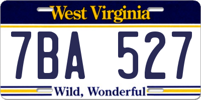 WV license plate 7BA527
