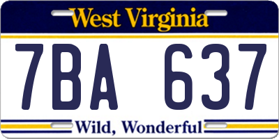 WV license plate 7BA637