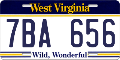 WV license plate 7BA656