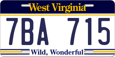 WV license plate 7BA715