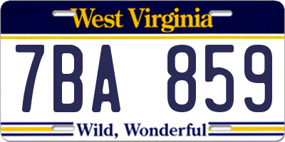 WV license plate 7BA859