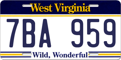 WV license plate 7BA959