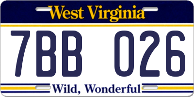 WV license plate 7BB026