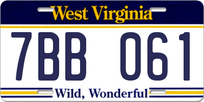 WV license plate 7BB061