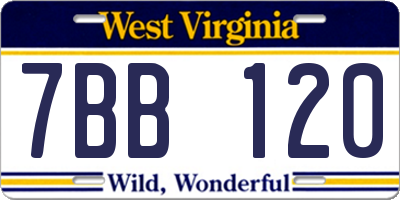 WV license plate 7BB120