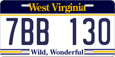 WV license plate 7BB130