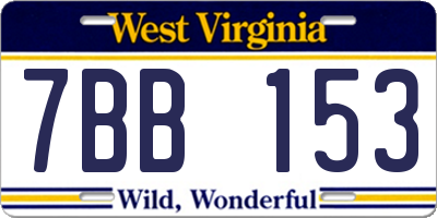 WV license plate 7BB153