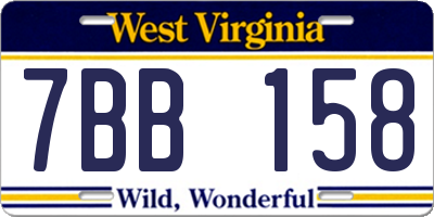 WV license plate 7BB158