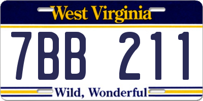 WV license plate 7BB211