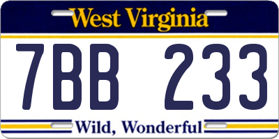WV license plate 7BB233