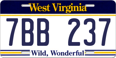 WV license plate 7BB237