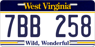 WV license plate 7BB258