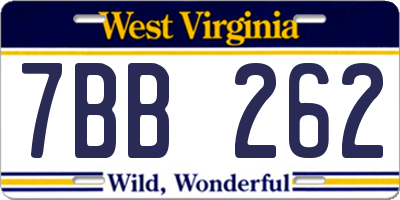 WV license plate 7BB262