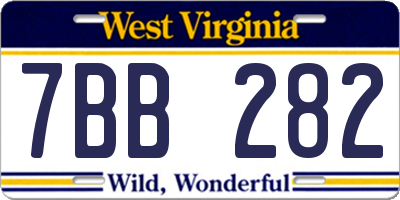WV license plate 7BB282