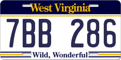WV license plate 7BB286