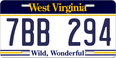 WV license plate 7BB294